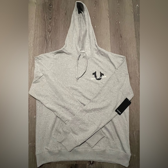 🙏🏾 True Religion 🫡 Heather Grey 🩶 “Slant & Repeat” Hoodie 😎 - Picture 1 of 6
